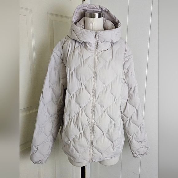 Uniqlo Women's Light Gray Puffer Jacket PUFFTECH Parka Size L - Picture 2 of 8
